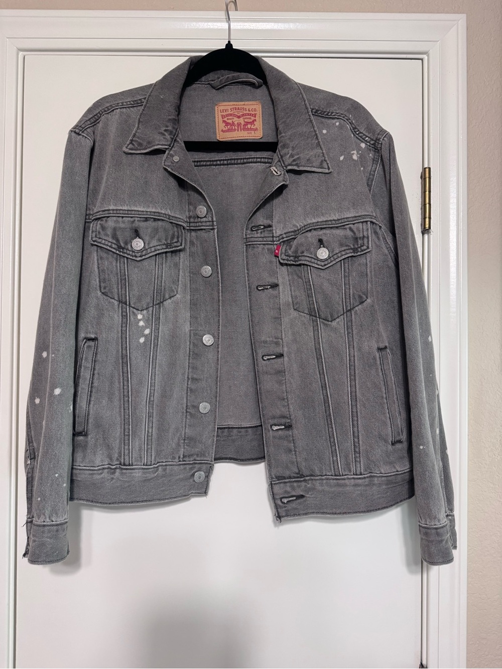 Levi's Gray Denim Trucker Jacket with Leather Patch